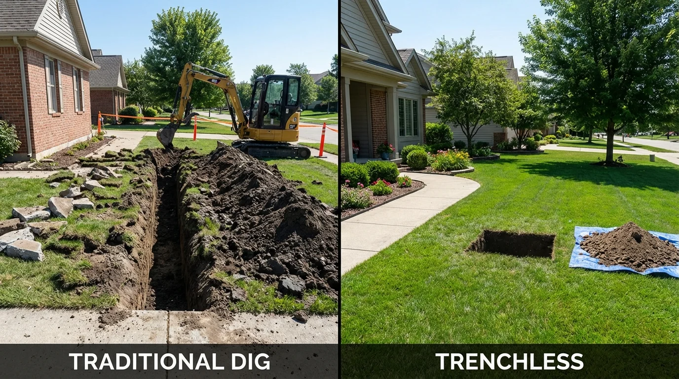 Trenchless sewer repair with minimal yard damage versus traditional excavation in Truth or Consequences, NM